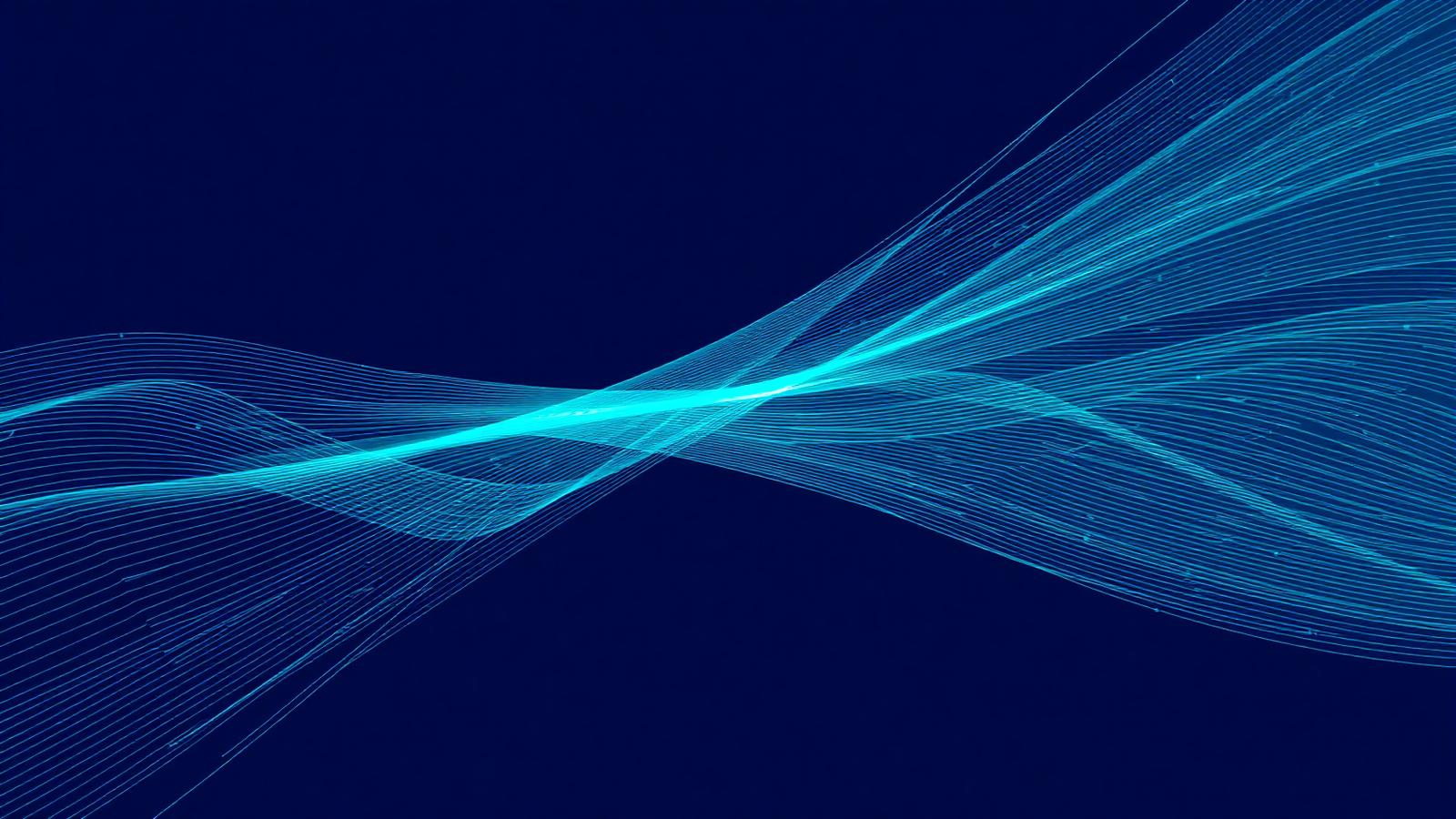 Teal signal lines converging into a single channel on deep navy